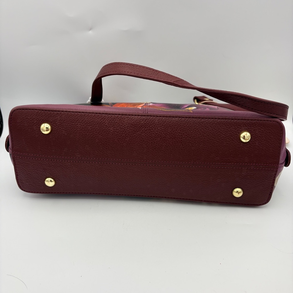 Anuschka Hand-Painted Floral Dome Shoulder Bag in Plum NWT - Picture 4 of 10
